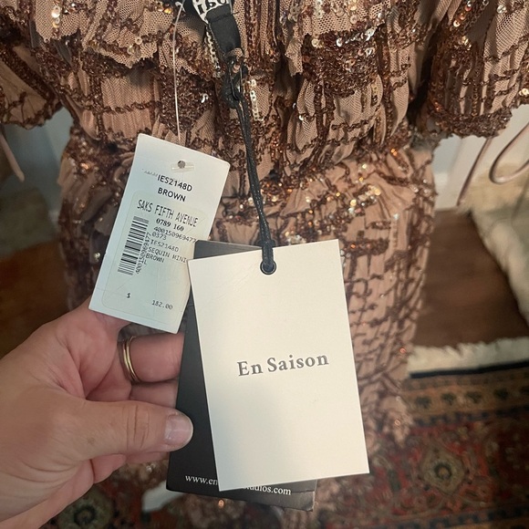En Saison Brown Sequin-Embellished Mini Dress – Size Large, NWT - Picture 11 of 14